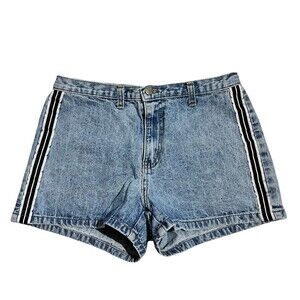 Vtg 90s Outlaw Short Shorts Daisy Dukes Striped Bareback High Waist Denim Jean
